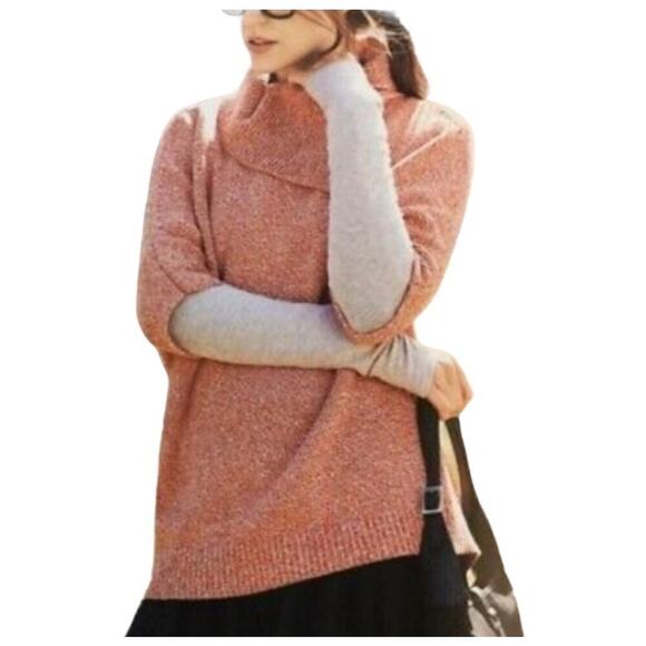 CABI Foldover Pullover Oversized Sweater Cowl Neck Orange Boxy Dolman Small - Picture 1 of 9